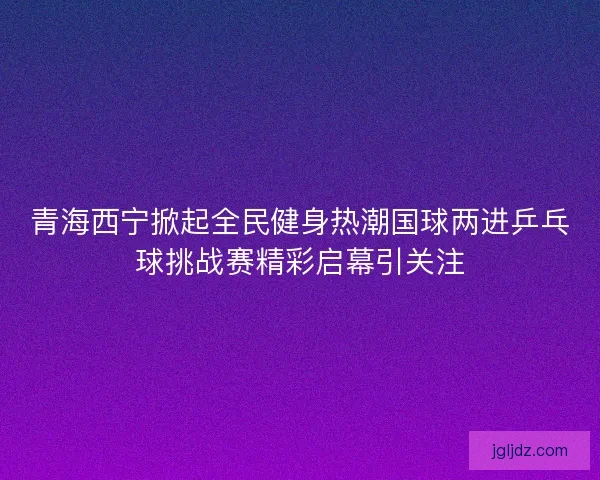 青海西宁掀起全民健身热潮国球两进乒乓球挑战赛精彩启幕引关注